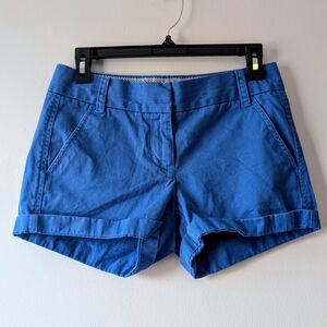 J.Crew Women's Size 0 Royal Blue Chino Shorts Cuffed Hem NWOT Look